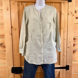 Sigrid Olsen Light Green 100% linen Button-Up Shirt, size S 2 for $30